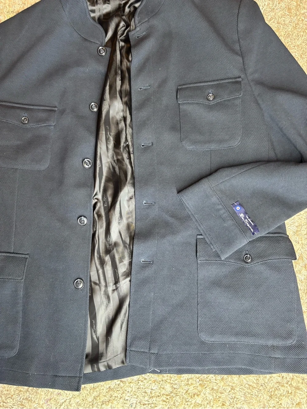 Ben Sherman Navy Collarless blazer